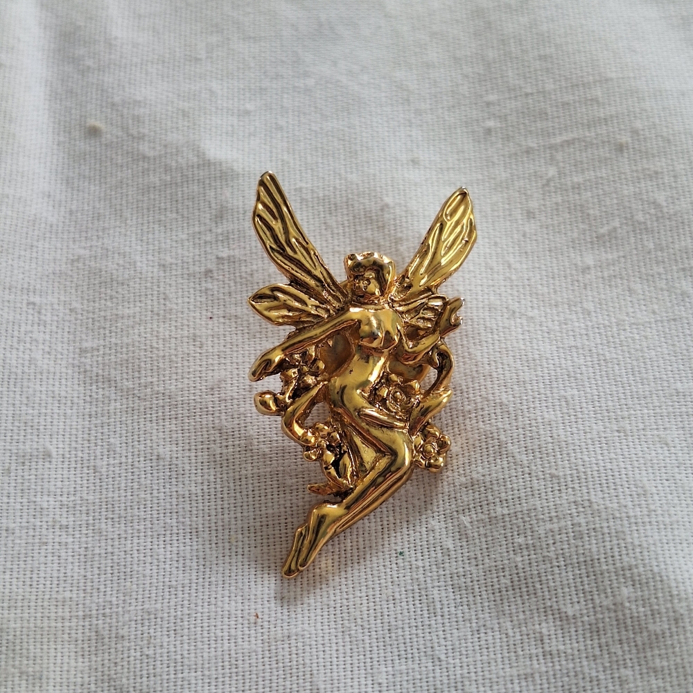 Gold tone fairy pin